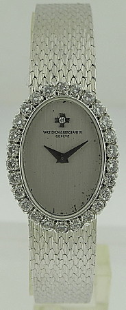 Vacheron & Constantin 18K White Gold & Diamond Oval Watch