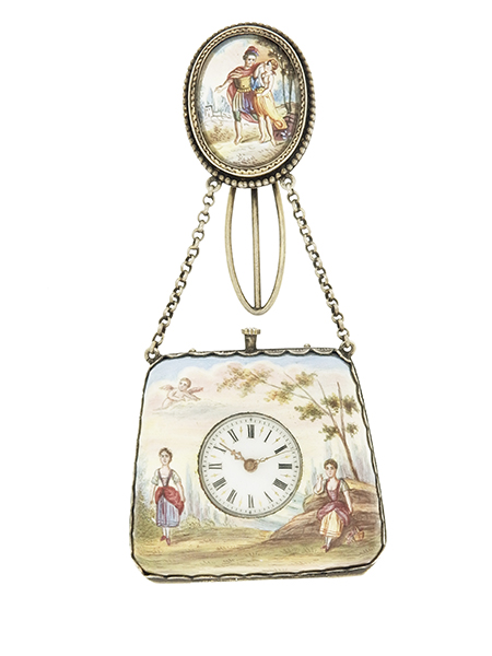 Swiss Viennese Enamel & .800 Silver Pocket Book Shaped Pocket Watch