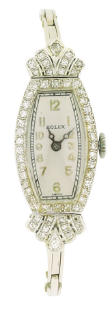 Rolex Lady's Art Deco 18k WG and Diamond Wristwatch circa 1920's