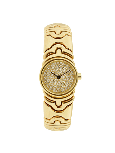 Bvlgari Ref. BJ01 'Parentesi' 18k Yellow Gold Bracelet Watch with Pave Diamond Dial