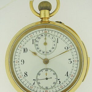 Swiss Quarter Repeater 18k Yellow Gold Open Face Pocket Watch