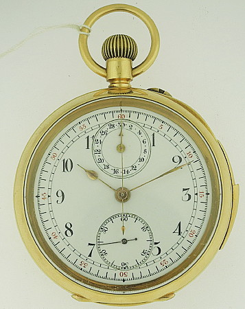 Swiss Quarter Repeater 18k Yellow Gold Open Face Pocket Watch