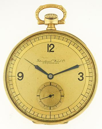 IWC Schaffhausen 14K YG Open Face Pocket Watch