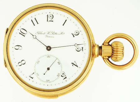 Minute Repeating Albert H. Potter & Co. 18k YG Rare "Cut Hunter" Pocket Watch, Movement No. 322, Case No. 6870, c. 1880