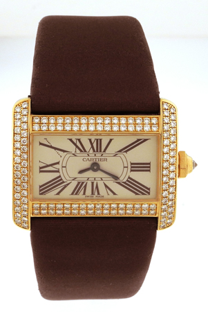 Cartier, 'Divan' Ref.2601 18kYG Diamonds-set Wristwatch, Cartier Buckle