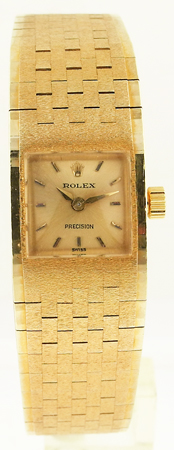 Vintage Rolex 18k Yellow Gold Ladie's Bracelet Square, Mint Condition.