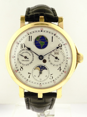 Lang & Heyne “Moritz of Saxony” 18k YG Manual Wind Triple Calendar, Moonphase