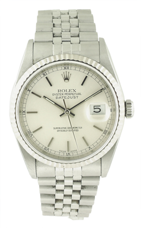 Rolex Stainless Steel Datejust Silver Dial Sapphire Quick Set Box and Papers