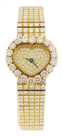 Piaget Ladies 18k YG Special Design Heart Shaped Bracelet Watch, 15ct Diamonds Price