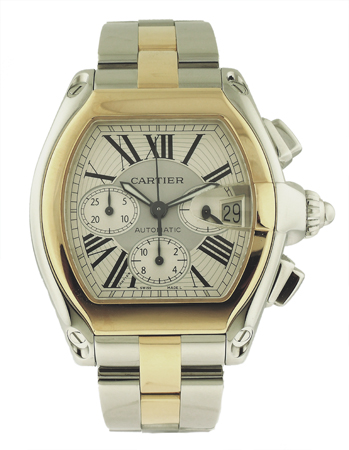 Cartier Men's Two Tone (YG&SS) Auto Date Large Roadster Chronograph