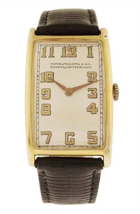 PATEK PHILIPPE 18k Yellow Gold Vintage Rectangular Wristwatch, circa 1920.