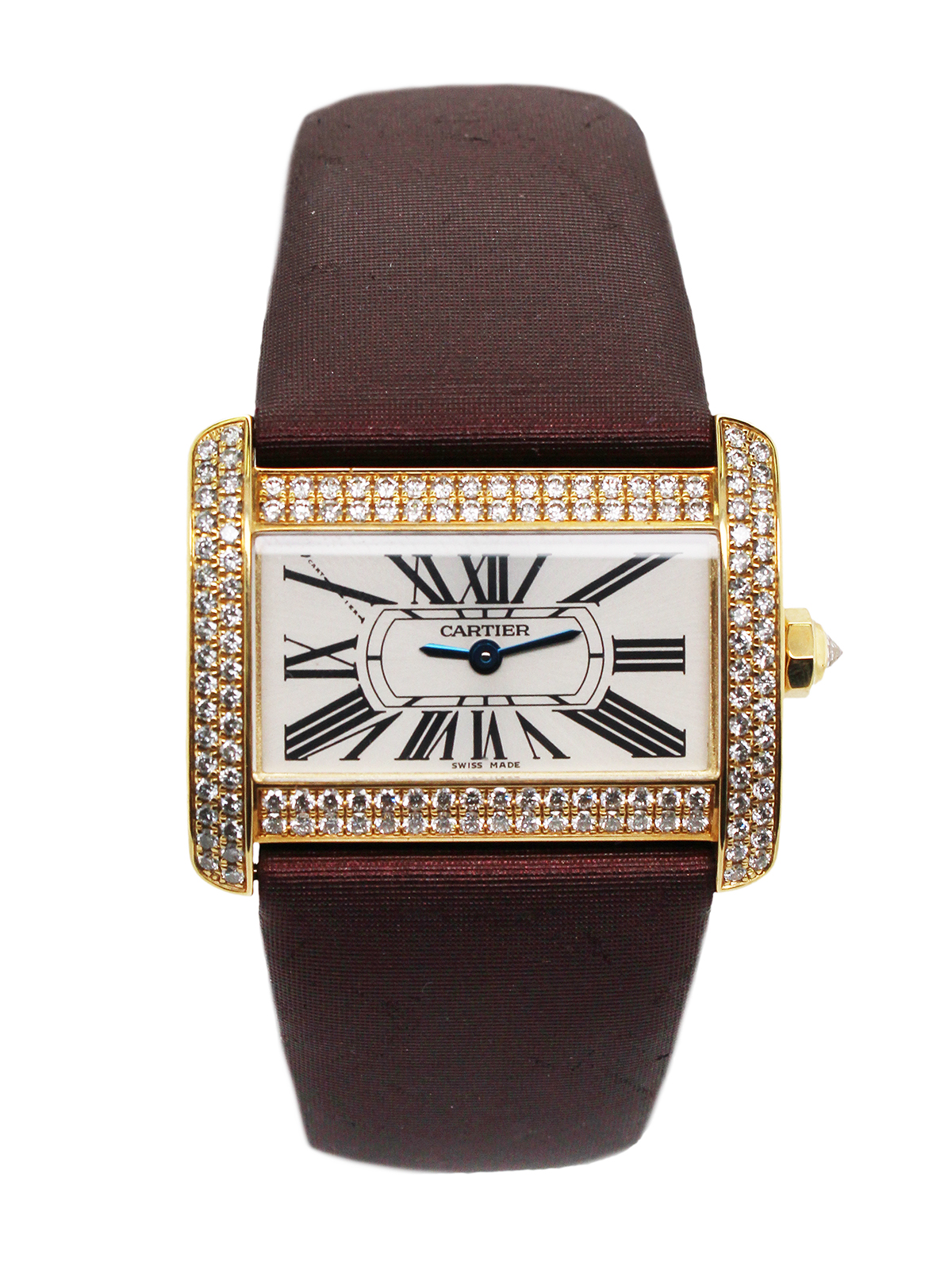 Cartier Ladies 18k Yellow Gold Quartz "Divan" w/ Diamond Bezel & Buckle