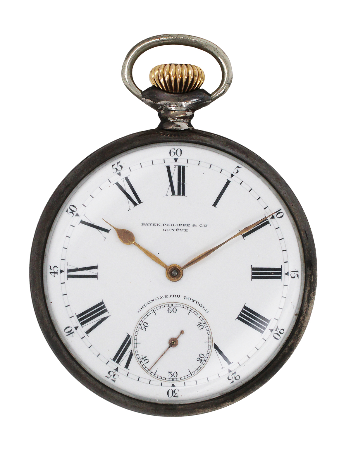 Patek Philippe Open Face .800 Silver recase "Gondolo" Dial Pocket Watch