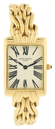 Patek Philippe Ladies 18k YG Rectangle Heavy Braided Bracelet, Ref 4835