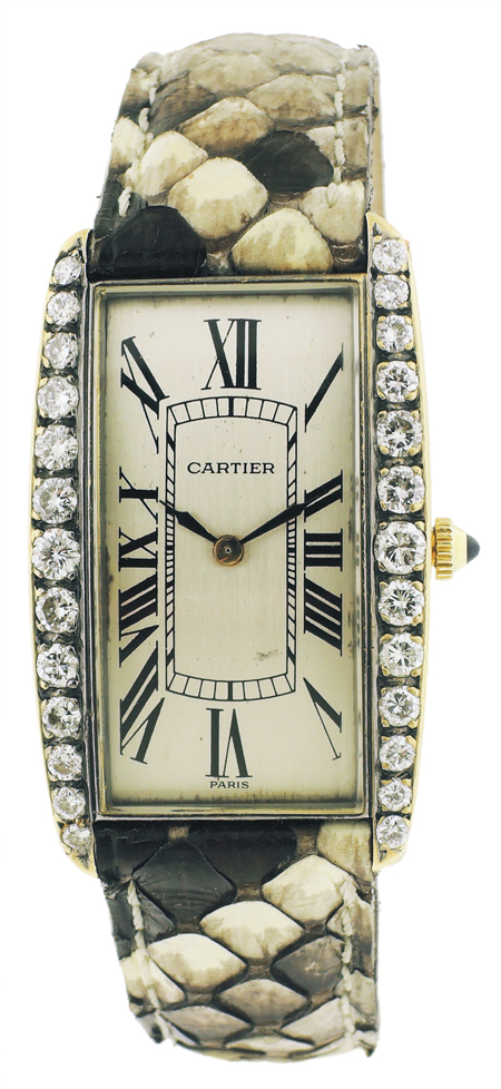 Cartier/ Vacheron & Constantin, 18kYG Ladies Rectangular Case with Diamond Bezel, circa 1960's