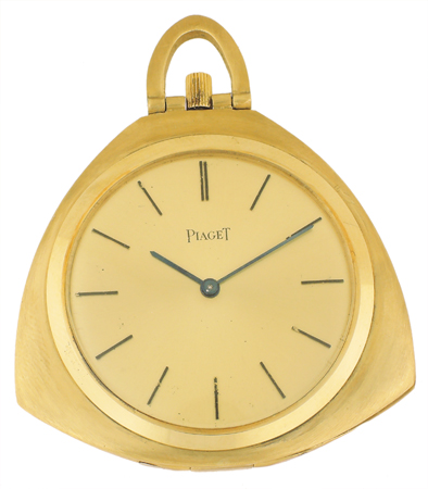 Piaget 18k YG Pocket Watch, Retailed for Mellerio, Bell Shaped w/ Strut piece