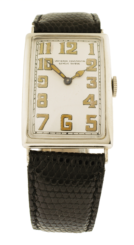 Vacheron & Constantin 18k White Gold Rectangular, Vintage Wrist Watch with Hinge Back