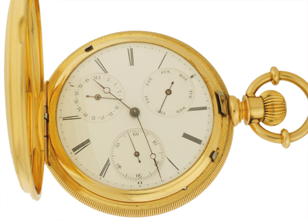 H.L. Matile, Swiss 18k Yellow Gold High Grade Calendar, Hunter case c.1870