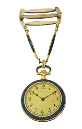 Tiffany & Co., New York. Enameled 18K gold pendant watch, circa 1915