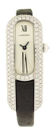 Trombone Asymmetric 18K white gold ladies watch with diamonds. Very Ltd.