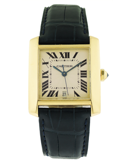 Cartier Tank Francaise 18k Yellow Gold large sized watch. Auto-date. Catier strap & 18k YG buckle