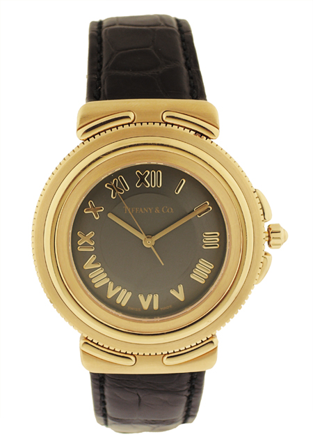 Tiffany&Co. Gent's 18k Yellow Gold Wristwatch with polished&brushed bezel and coin edge