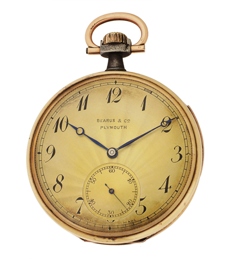 Bearus & Co, Plymouth. Gentleman's rare minute repeating, open face pocket watch. Circa 1910