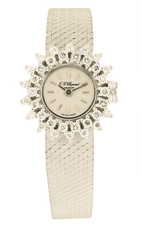 Chopard Lady's fine, elegant 18k White Gold with diamond-set wristwatch. Circa 1965