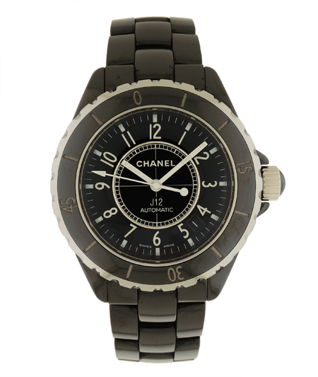 Chanel J12, auto - date black ceramic bracelet watch. 39mm