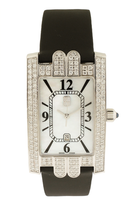 Harry Winston "Avenue" 18k White Gold and diamond-set rectangle wristwatch with date. Circa 2006