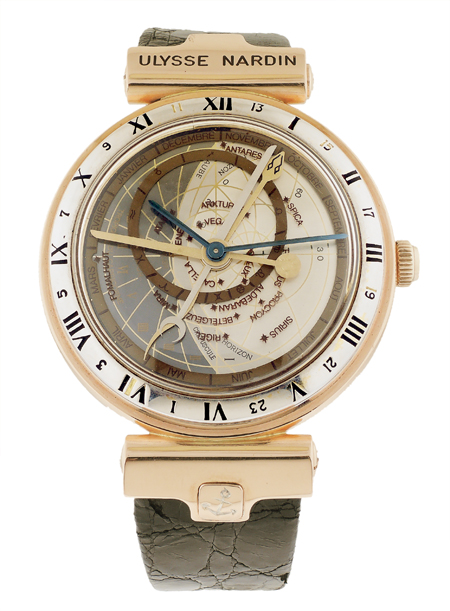 Ulysse Nardin 18k Three colour Gold Automatic Astronomical wristwatch. "Astrolabium Galileo Galilei" Circa 1990