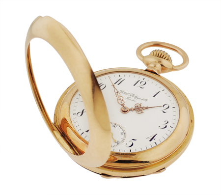 Patek Philippe, Rare Half Open Face Pocket Watch. 18k Yellow Gold. Circa 1890's