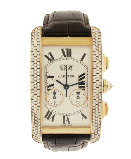 Cartier Ref. 2568 Tank Americaine 18k Yellow Gold Large Watch with Chronograph