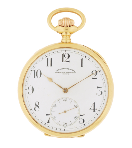 Vacheron & Constantin "Chronometre Royal" 18k Yellow Gold Open Face Pocket Watch Comes With Original Box