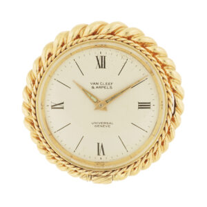 Van Cleef & Arpels 18k Yellow Gold Ladies' 8 Day Travel Clock, Made in France