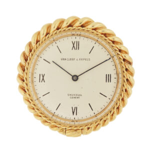 Van Cleef & Arpels 18k Yellow Gold Ladies' 8 Day Travel Clock, Made in France