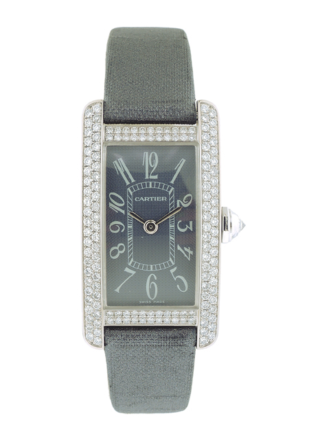 Cartier "Tank Americaine" 18k White Gold and Diamond Ladies' Wrist Watch, Ref.#2489