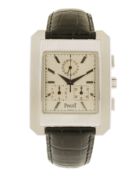 Piaget 18k White Gold Contemporary Emperador Chronograph Wrist Watch