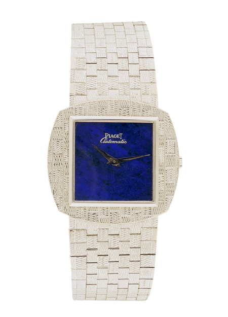 Piaget "Automatic" 18k White Gold Mens' Bracelet Watch with Lapis dial, Circa 1970s