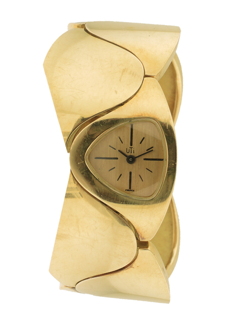 UTI 18k Yellow Gold Ladies' Stylized Bangle Bracelet Watch