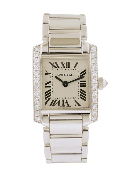 Cartier "Tank Francaise" 18k White Gold and Diamond Ladies' Bracelet Watch, Ref. 2405