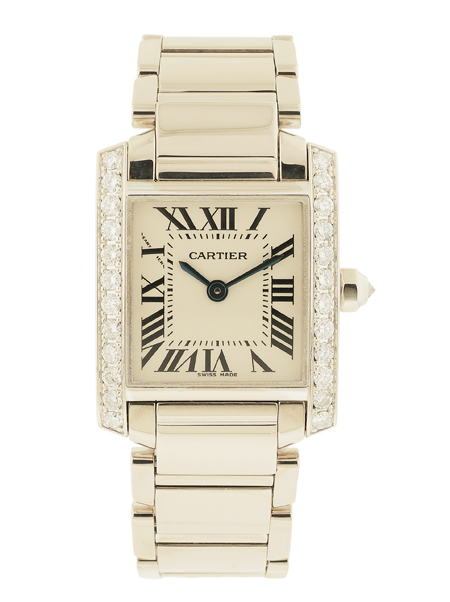 Cartier "Tank Francaise" 18k White Gold and Diamond Ladies' Bracelet Watch