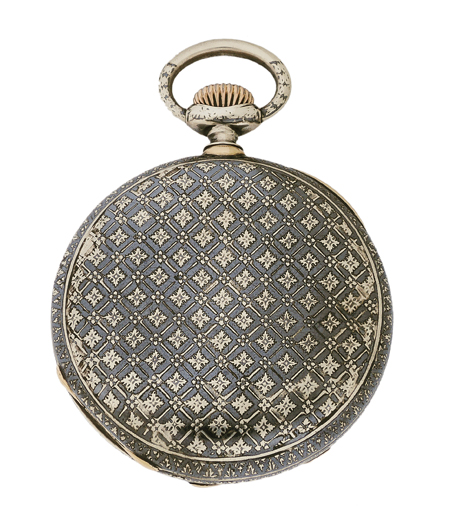 Patek Philippe Sterling Silver with Niello Enamel Open Face Pocket Watch, c.1885