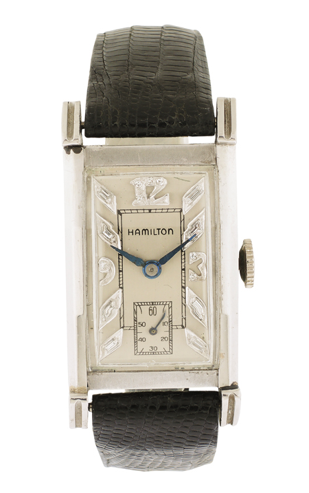 Hamilton Platinum and Diamond Art Deco Men's Wristwatch, c.1930s