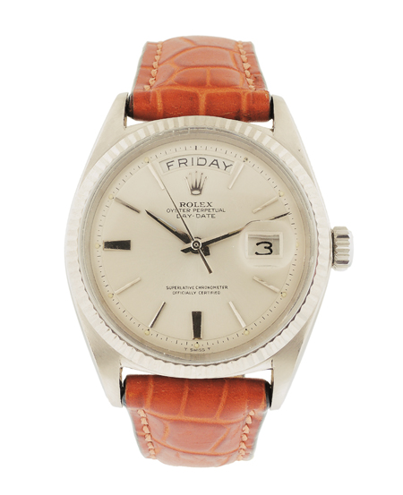 Rolex Early and Rare Oyster-Perpetual Day-Date 18k White Gold Men's Wrist Watch Ref. 1803, c.1958