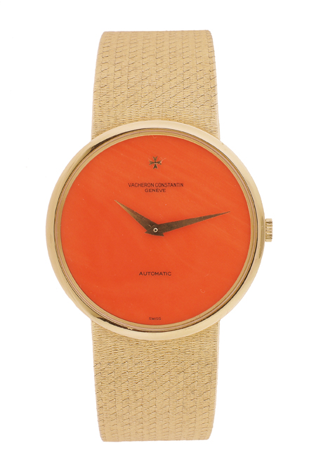 Vacheron & Constantin 18k Yellow Gold and Coral Very Rare Men's Bracelet Watch, c.1970s