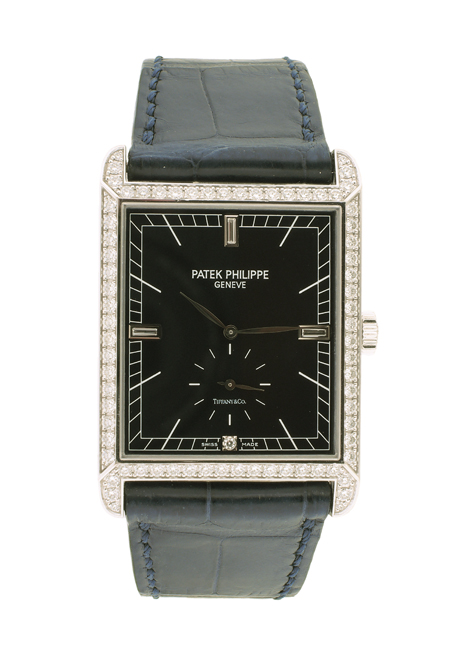 Patek Philippe Retailed for Tiffany & Co. 18k White Gold and Diamond Men's Wrist Watch with Box, Ref.5112