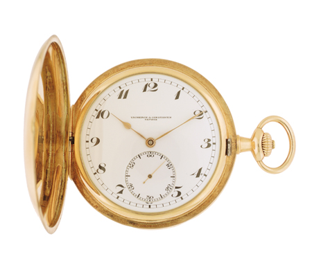 Vacheron & Constantin Retailed for Hermann Schwarz-Leipzig 14k Yellow Gold Hunter Pocket Watch with Original Box