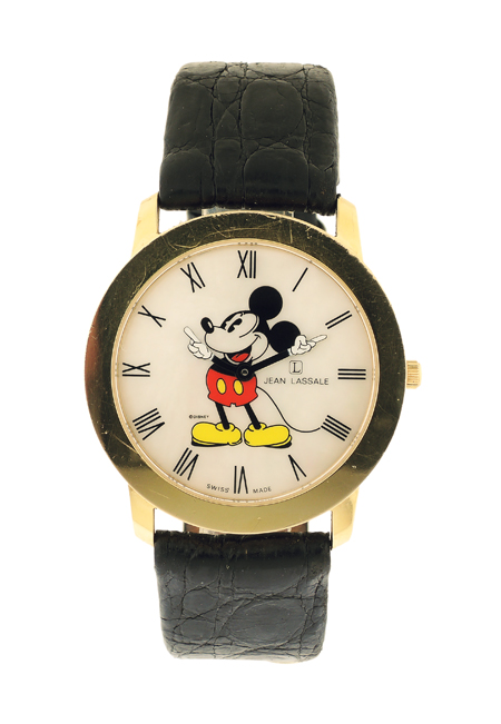 Jean Lassale for Disney 18k Yellow Gold and Mother-of-Pearl Mickey Mouse Wrist Watch with Box and Papers