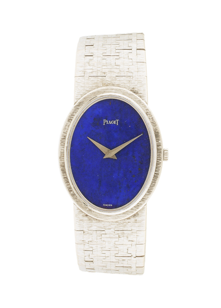 Piaget 18k White Gold and Blue Lapis Lady's Bracelet Watch